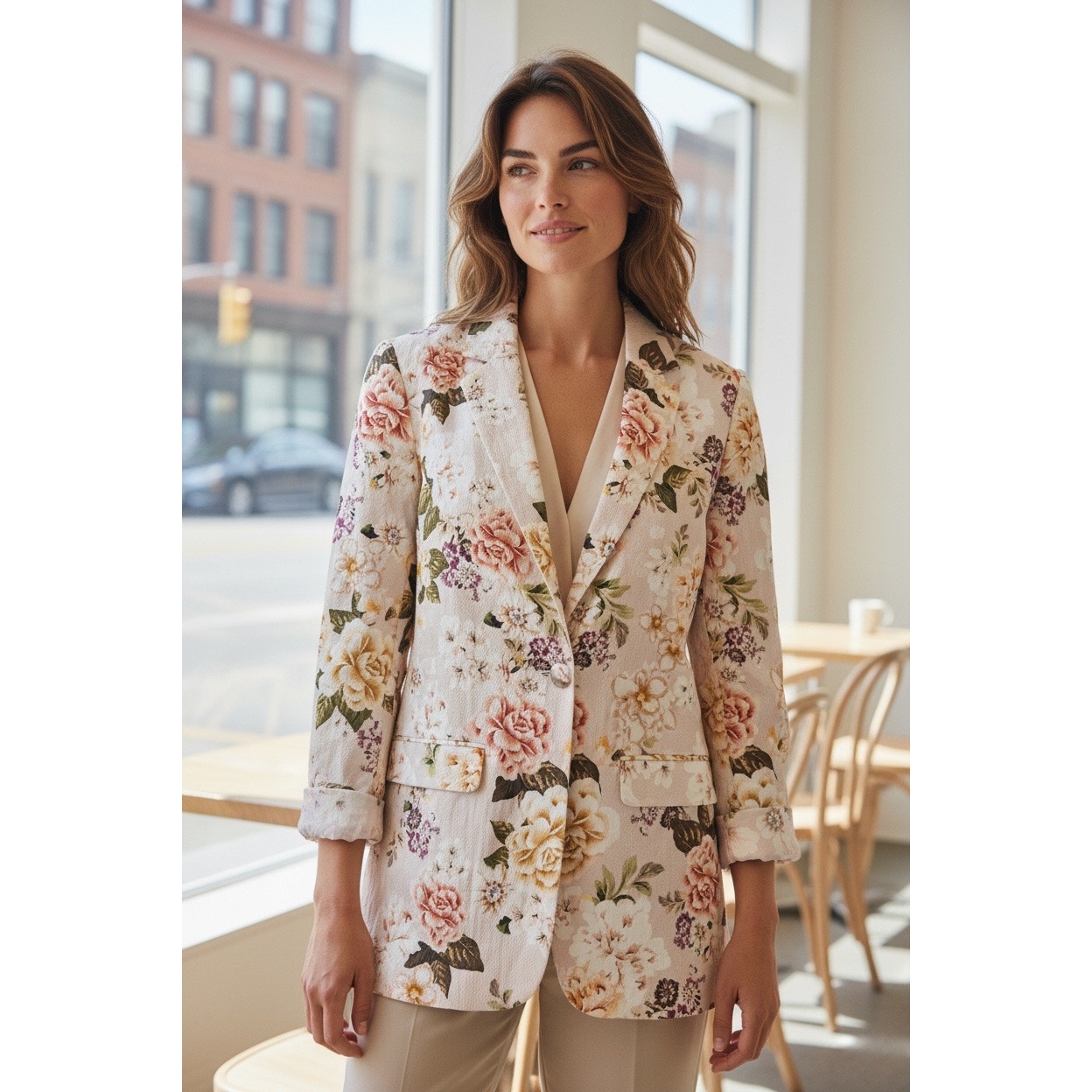 Cami Nyc Floral Silk Garden Print Dressy Tailored Lined Blazer Jacket Size Xl